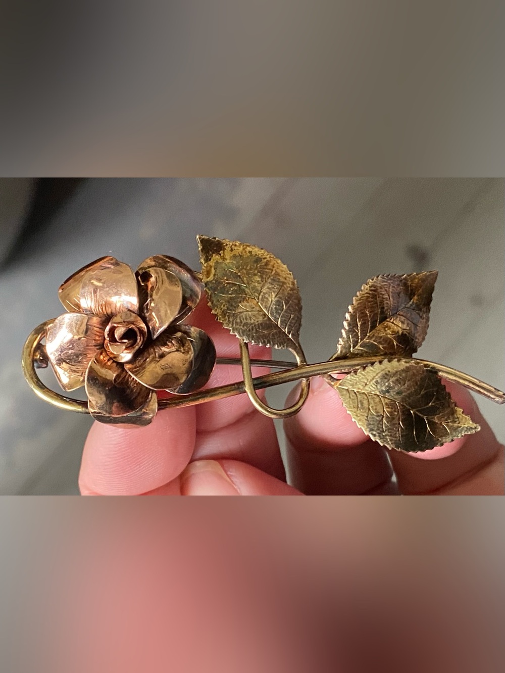 Vintage Krementz Diana Rose Brooch Signed